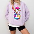 Baseball Snowman Drip Christmas Baseball Boys Men Kids Comfort Colors Sweatshirt Crimson