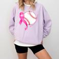 Breast Cancer Awareness Baseball Mom Comfort Colors Sweatshirt Crimson