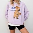 Capybara Calm Your Mitts Baseball Mom Sport Lover Tee Comfort Colors Sweatshirt Crimson