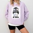 Mom Of Both Volleyball And Baseball Mom For Women Messy Bun Comfort Colors Sweatshirt Crimson