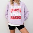 Stealing Hearts Like I Steal Bases Cute Baseball Kids Comfort Colors Sweatshirt Crimson Stealing Hearts Like I Steal Bases Cute Baseball Kids Comfort Colors Sweatshirt Crimson