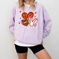 Valentines Baseball Basketball Football Heart Boy Men Comfort Colors Sweatshirt Crimson