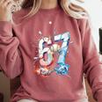 6 7 Baseball Six Seven Meme 67 Hands Kids Men Women Comfort Colors Sweatshirt Orchid