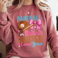 Baseball Or Bows Godfather Loves You Gender Reveal Comfort Colors Sweatshirt Orchid