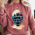 Baseball Catcher Mask Ice Cream Dripping Baseball Boy Youth Comfort Colors Sweatshirt Orchid