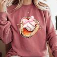 Baseball Drip Ice Cream Coquette Pink Bow Baseball Player Comfort Colors Sweatshirt Orchid