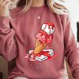 Baseball Ice Cream Drip Youth Strawberry Baseball Red Comfort Colors Sweatshirt Orchid