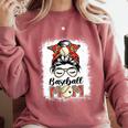 Baseball Mom Game Day Messy Bun Leopard Mother's Day Comfort Colors Sweatshirt Orchid