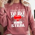 Baseball Mom Humor I Teach My Kids To Hit And Steal Comfort Colors Sweatshirt Orchid