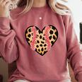 Baseball Mom Leopard Heart Valentine Day Mother Day Comfort Colors Sweatshirt Orchid