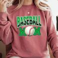 Baseball Mom Sports Green Comfort Colors Sweatshirt Orchid