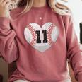 Baseball Number 11 Distressed Heart For Baseball Moms Comfort Colors Sweatshirt Orchid Baseball Number 11 Distressed Heart For Baseball Moms Comfort Colors Sweatshirt Orchid
