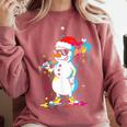 Baseball Snowman Drip Cool Christmas Men Boys Girls Comfort Colors Sweatshirt Orchid