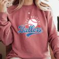 Busy Raising Ballers Baseball Mom Group Tee Comfort Colors Sweatshirt Orchid