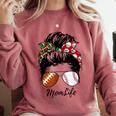 Football Mom Baseball Mom Life Messy Bun Mom Of Both Comfort Colors Sweatshirt Orchid