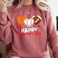 Happy Valentine’s Day Basketball Football Baseball Hearts Comfort Colors Sweatshirt Orchid