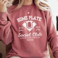 Home Plate Social Club Baseball Moms Group Tee Comfort Colors Sweatshirt Orchid