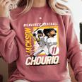 Jackson Chourio Milwaukee MLB Baseball Player MLBJCH203M Comfort Colors Sweatshirt Orchid Jackson Chourio Milwaukee MLB Baseball Player MLBJCH203M Comfort Colors Sweatshirt Orchid