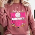 Just A Good Mom With A Baseball Bat Baseball Mom Comfort Colors Sweatshirt Orchid