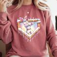 Kids Happy Easter Bunny Playing Baseball Boy Ice Cream Drip Comfort Colors Sweatshirt Orchid