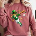 Leprechaun Play Baseball St Patrick's Day Men Kid Boys Comfort Colors Sweatshirt Orchid