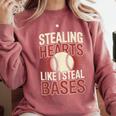 Stealing Hearts Like I Steal Bases Baseball Valentine Retro Comfort Colors Sweatshirt Orchid Stealing Hearts Like I Steal Bases Baseball Valentine Retro Comfort Colors Sweatshirt Orchid