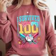 I Survived 100 Days Of School Baseball Drip Students Teacher Comfort Colors Sweatshirt Orchid I Survived 100 Days Of School Baseball Drip Students Teacher Comfort Colors Sweatshirt Orchid
