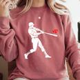 Valentines US Baseball Player Silhouette Heart Comfort Colors Sweatshirt Orchid