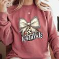 Wildcats Baseball Leopard Print Coquette Bow Mascot Game Day Comfort Colors Sweatshirt Orchid Wildcats Baseball Leopard Print Coquette Bow Mascot Game Day Comfort Colors Sweatshirt Orchid