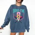 8th Birthday Boy Bro I'm 8 Years Old Baseball Theme Comfort Colors Sweatshirt Blue Jean