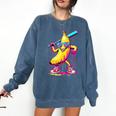 Banana With Baseball Bat Street Baseball Drip Comfort Colors Sweatshirt Blue Jean