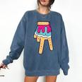 Baseball Ice Cream Drip Home Plate Glove Respect Drip 2 Side Comfort Colors Sweatshirt Blue Jean