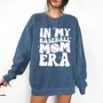 In My Baseball Mom Era Groovy Retro Comfort Colors Sweatshirt Blue Jean