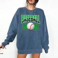 Baseball Mom Sports Green Comfort Colors Sweatshirt Blue Jean