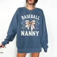 Baseball Nanny Baseball Coquette Bow Comfort Colors Sweatshirt Blue Jean Baseball Nanny Baseball Coquette Bow Comfort Colors Sweatshirt Blue Jean