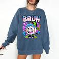 Bruh Baseball Drip Boys Youth Ice Cream Dripping Baseball Comfort Colors Sweatshirt Blue Jean