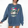 Dripping Baseball Baseball Lover Player Baseballer Comfort Colors Sweatshirt Blue Jean