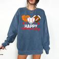 Happy Valentine’s Day Basketball Football Baseball Hearts Comfort Colors Sweatshirt Blue Jean