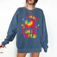 My Heart Is On That Field Cute Baseball Mom Women Comfort Colors Sweatshirt Blue Jean