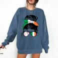 Ireland Baseball Mom Messy Bun Irish Baseball Girl Comfort Colors Sweatshirt Blue Jean Ireland Baseball Mom Messy Bun Irish Baseball Girl Comfort Colors Sweatshirt Blue Jean