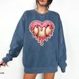 Melting Baseball Drip Heart Softball Player Lover Ice Cream Comfort Colors Sweatshirt Blue Jean