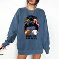 Mom Of Ballers Messy Bun Football Mom Baseball Mom Of Both Comfort Colors Sweatshirt Blue Jean