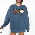 Peace Love Baseball Mom Leopard Print Cheetah Pattern Comfort Colors Sweatshirt Blue Jean Peace Love Baseball Mom Leopard Print Cheetah Pattern Comfort Colors Sweatshirt Blue Jean