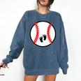 Pregnant Baseball Mom Pregnancy Announcement Baby Feet Belly Comfort Colors Sweatshirt Blue Jean