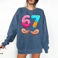 Six Seven 6-7 Baseball Ice Cream Drip 67 Meme Hands Comfort Colors Sweatshirt Blue Jean