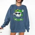 St Patrick Day Baseball Drip Ice Cream Baseball Player Men Comfort Colors Sweatshirt Blue Jean
