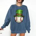 St Patricks Day Baseball Player Leprechaun Hat Men Boys Kids Comfort Colors Sweatshirt Blue Jean