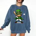 St Patrick’s Day Leprechaun Baseball Irish Graphic Comfort Colors Sweatshirt Blue Jean
