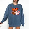 Valentines Baseball Basketball Football Heart Boy Men Comfort Colors Sweatshirt Blue Jean