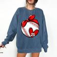 Womens Custom Baseball Mom Number 25 Heart For Mom Mommy Premium Comfort Colors Sweatshirt Blue Jean
